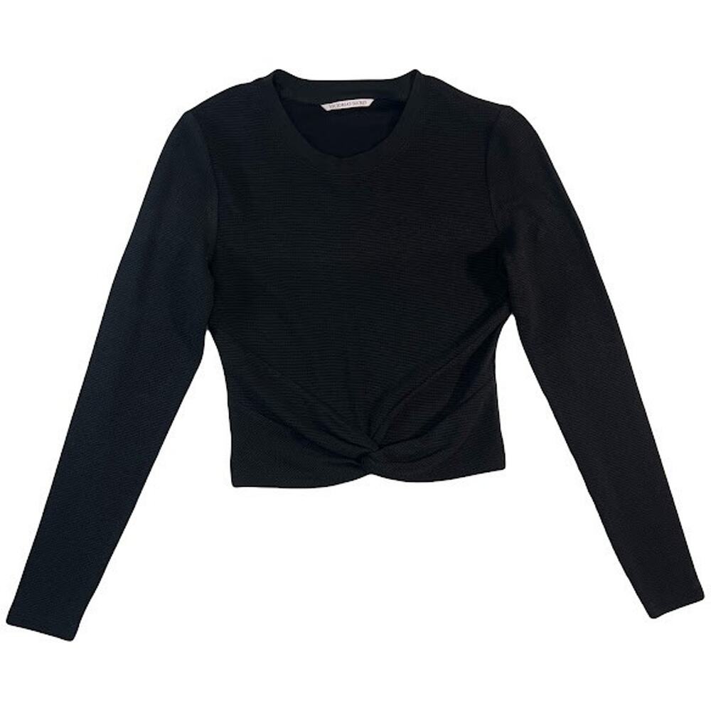 Victoria's Secret Double Women's Size XS Waffle Knit Twist-Front Long-Sleeve Top